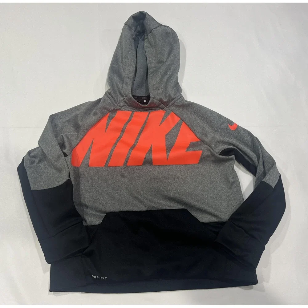 Nike Hoodie Boys Medium Gray Dri Fit Pullover Activwear Performance Kidcore - Picture 1 of 7